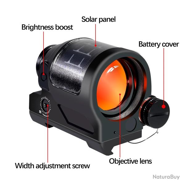 lunette de vise  hologramme LED quotidien, rail de 20mm -**Red Dot--20MM