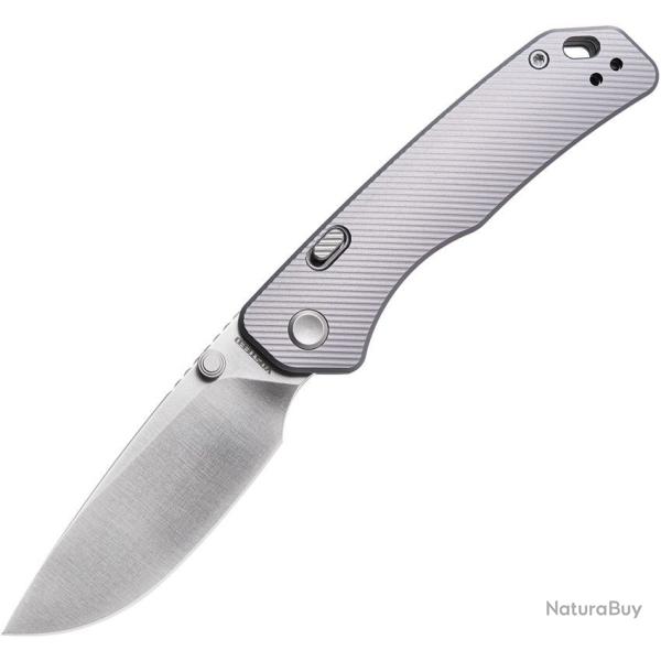 Couteau Vosteed Marten Gray Lame Point Acier 154CM Manche Alum Gray Top Liner Lock VOSA1601