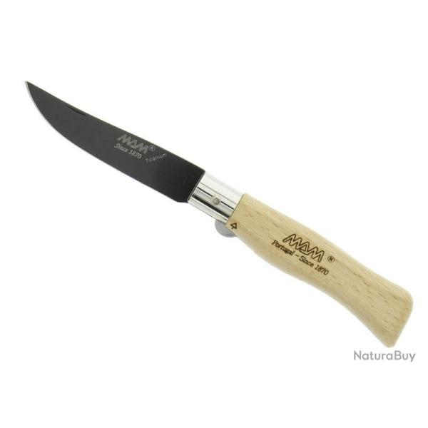 COUTEAU M.A.M. HETRE 11CM LAME TITANIUM NOIR