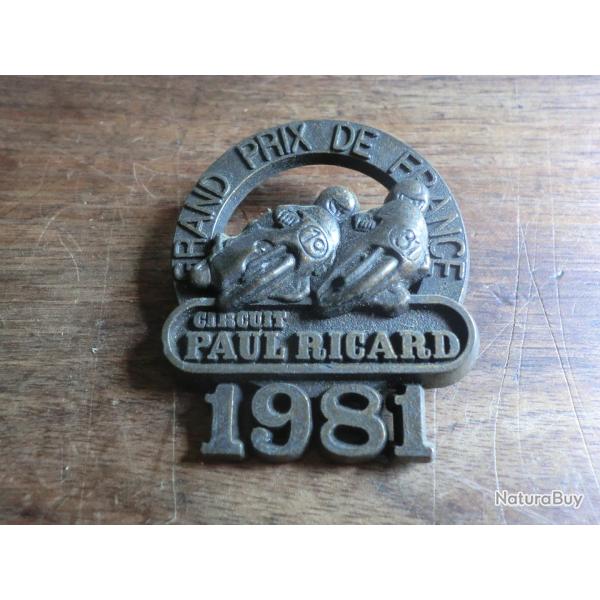 insigne broche m�tal  grand prix de france 1981  circuit paul ricard