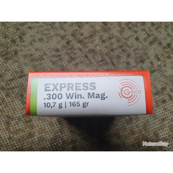 1 boite de 20 cartouches GECO de 300 WINCH MAG � balle EXPRESS de 165 grs / 10,7 g