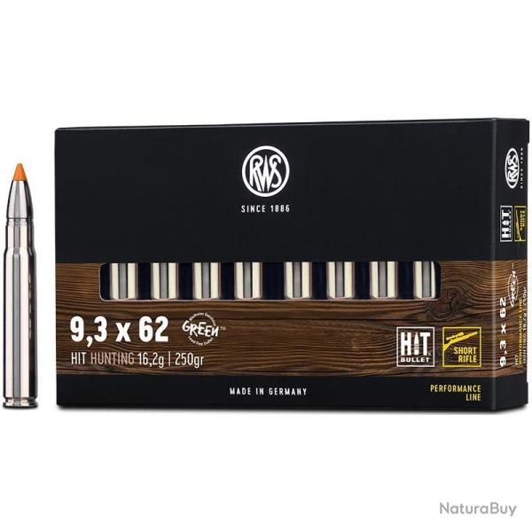 Munitions RWS 9.3x62 Hit Short Rifle 250gr x20