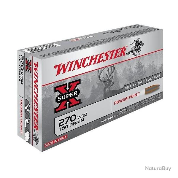Munitions WINCHESTER 270 WSM Power Point 150gr x20