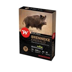 CARTOUCHES BALLES WINCHESTER 12/70 BRENNEKE EMERALD 34GR X10