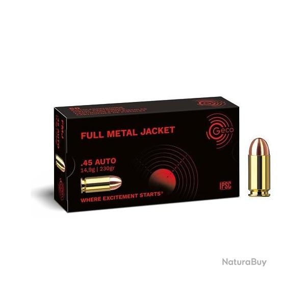 Munitions GECO 45 ACP FMJ 230gr x50