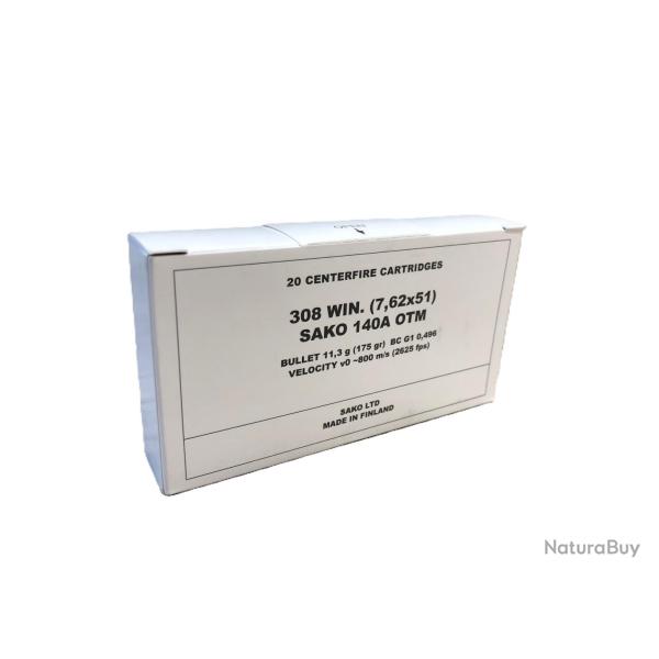 Munitions SAKO 308 OTM HPBT 175gr x20