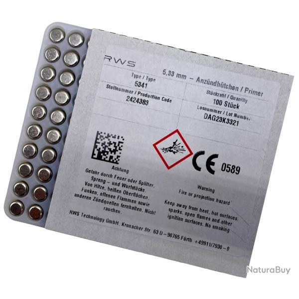 AMORCES RWS 5.33 LARGE RIFLE X100