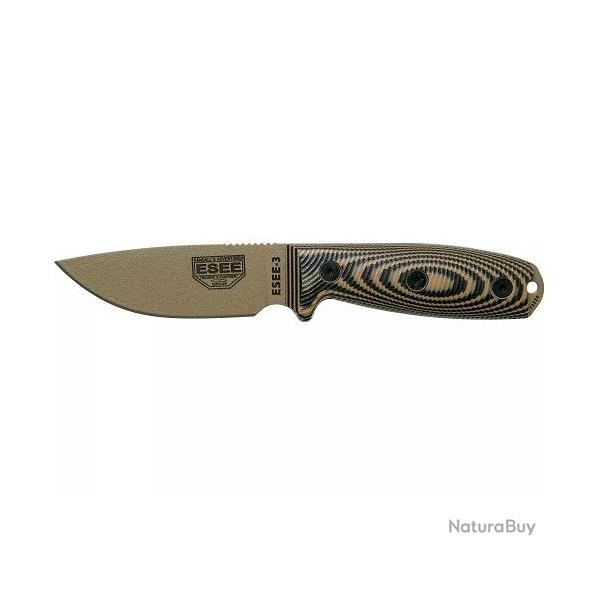 Couteau ESEE Model 3 Dark Earth Coyote/Noir
