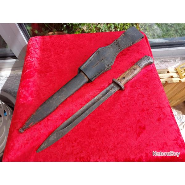 Ba�onnette 98K secteur Carentan avec fourreau et gousset cuir