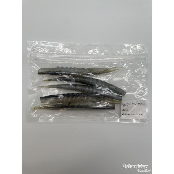Leurre souple Megabass super giant x-layer green pumpkin shad X4