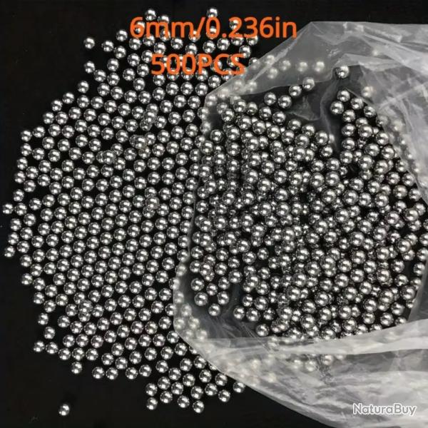 500 Pi�ces Billes en Acier � Haute Teneur Carbone 6mm Fronde Chasse Tir � l'Arc Balle poli