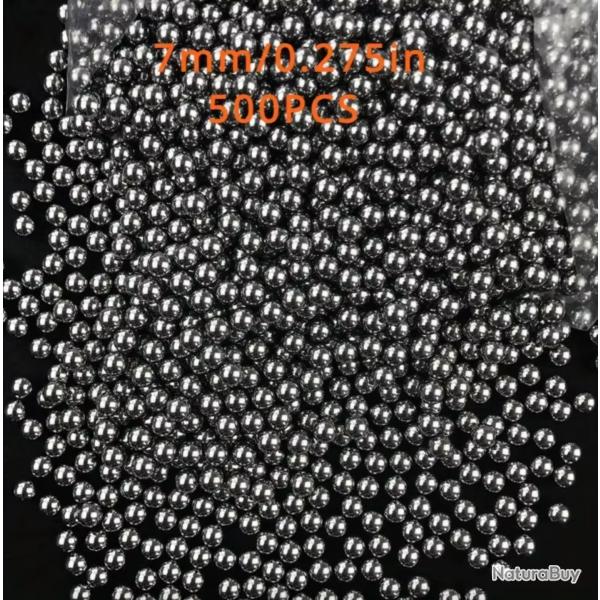 500 Pi�ces Billes en Acier � Haute Teneur Carbone 7 mm Fronde Chasse Tir � l'Arc Balle poli