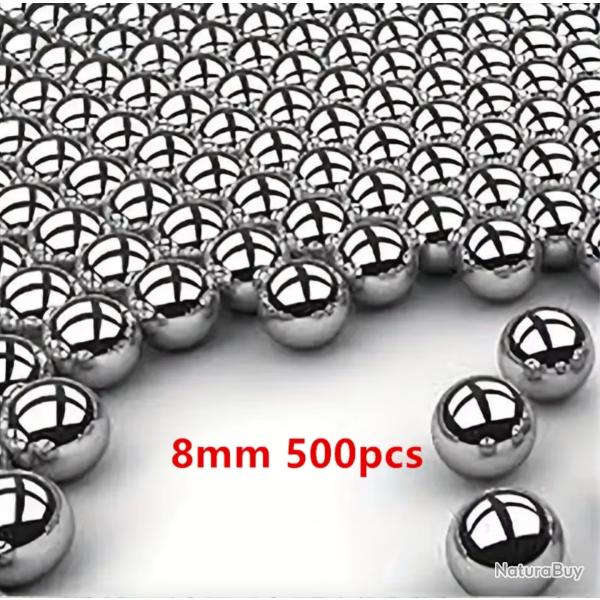 500 Pi�ces Billes en Acier � Haute Teneur Carbone 8 mm Fronde Chasse Tir � l'Arc Balle poli