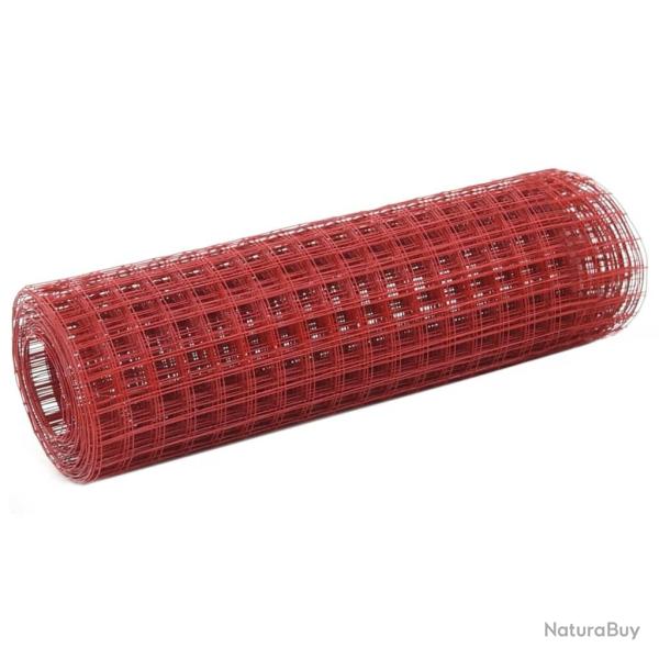 Grillage Acier avec rev�tement en PVC 25x0,5 m Rouge