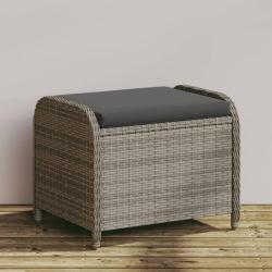 Tabouret de jardin avec coussin gris 58x46x46 cm r&eacute;sine tress&eacute;e