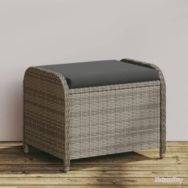 Tabouret de jardin avec coussin gris 58x46x46 cm r�sine tress�e