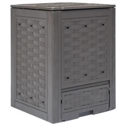 Composteur de jardin Marron 60x60x83 cm 300 L Plastique rotin