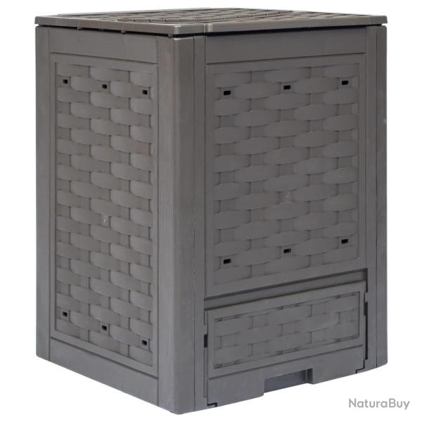 Composteur de jardin Marron 60x60x83 cm 300 L Plastique rotin