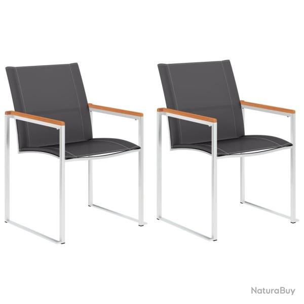 Chaises de jardin lot de 2 Textilne et acier inoxydable Gris