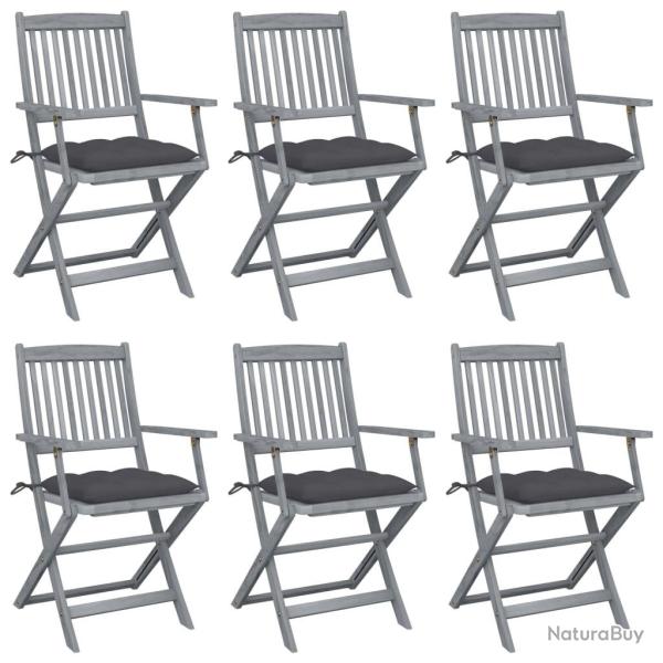 Chaises pliables d'ext�rieur lot de 6 et coussins Bois d'acacia