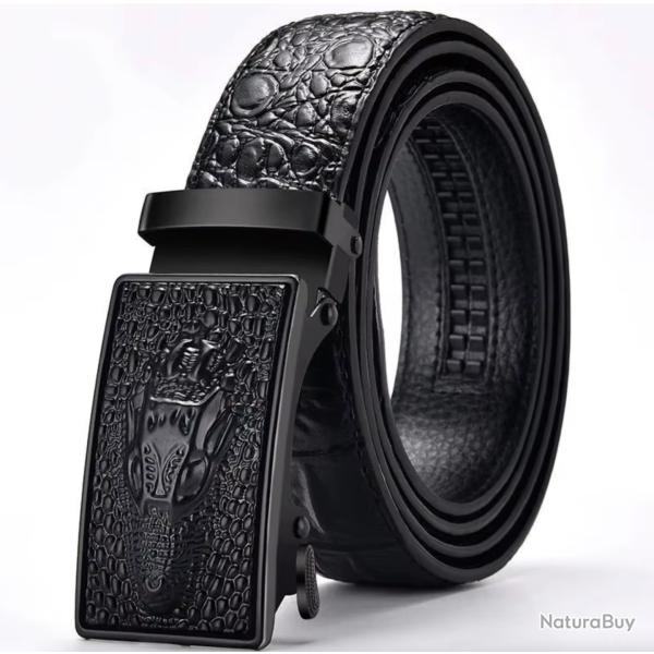 Ceinture en Cuir V�ritable Hommes Qualit� Sup�rieure Boucle Automatique Motif Crocodile 105 � 120 cm