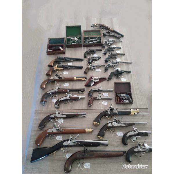 Grand lot d'anciennes armes de poings du XIXe et XXe tout en cat�gorie D e) vente libre majeur