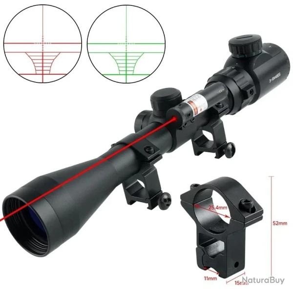 Lunette de vis�e �clair�e r�glable avec laser rouge 3-9X40EG -**11mm Tall LIVRAISON GRATUITE !!