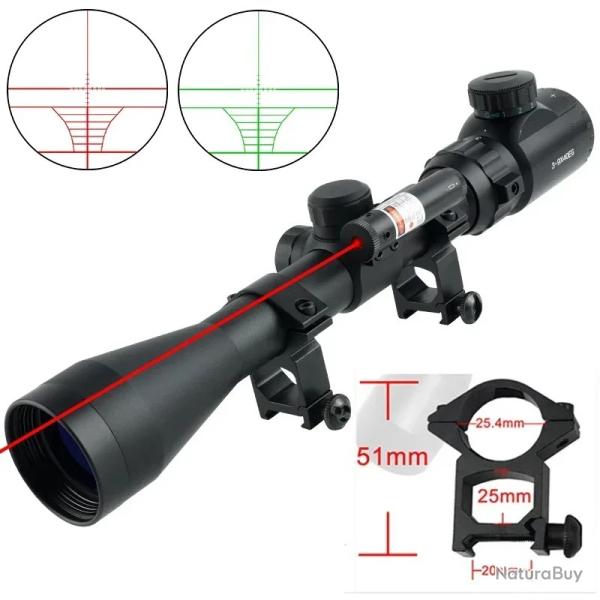 Lunette de vis�e �clair�e r�glable avec laser rouge 3-9X40EG -**20mm Tall