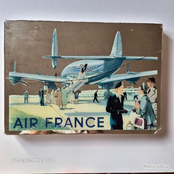Miroir en verre glomis Air France par A. Gerrer avec Constellation 049 F-BAZA de 1951, d'poque