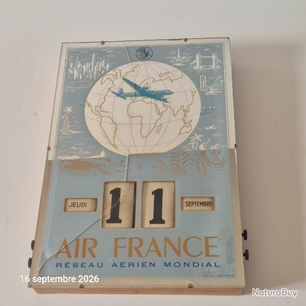 Calendrier perp�tuel publicitaire Air France en verre �glomis� date de l' ann�e 1948