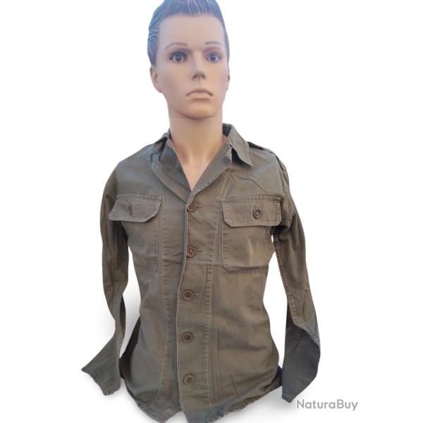 Chemise manches longues kaki en coton Arme Portugaises - Taille S civile franaise