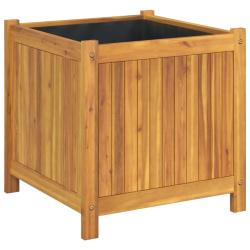 Jardini&egrave;re bac lit sur&eacute;lev&eacute; plantes fleurs terrasse jardin avec doublure 50 x 50 x 50 cm bois massi