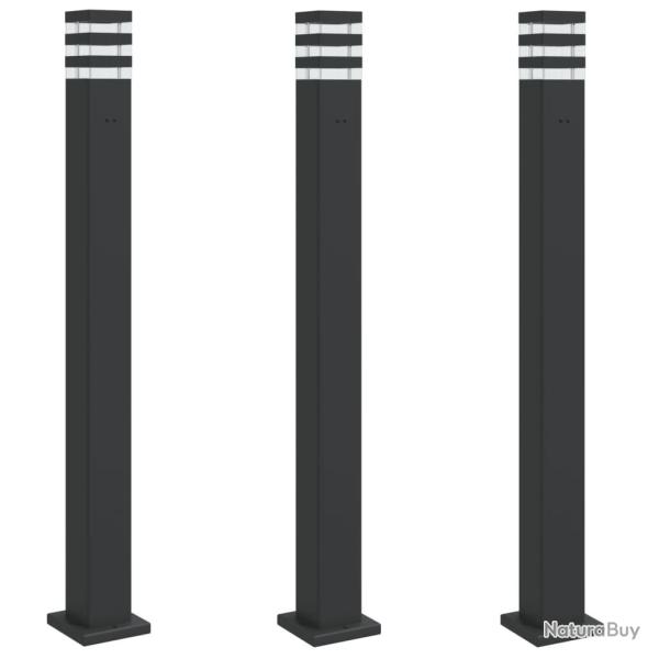 Lampadaires d'extrieur avec sortie 3 pcs 110 cm aluminium noir 02_0042569