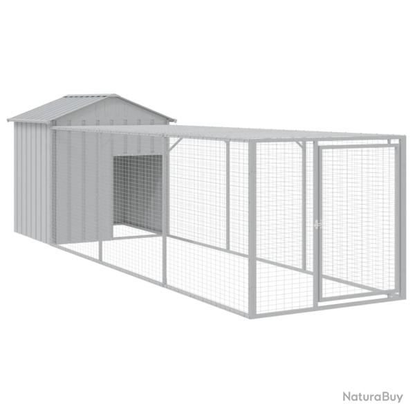 Poulailler enclos cage poules avec cour clair 117 x 405 x 123 cm acier galvanis� gris 02_0043959