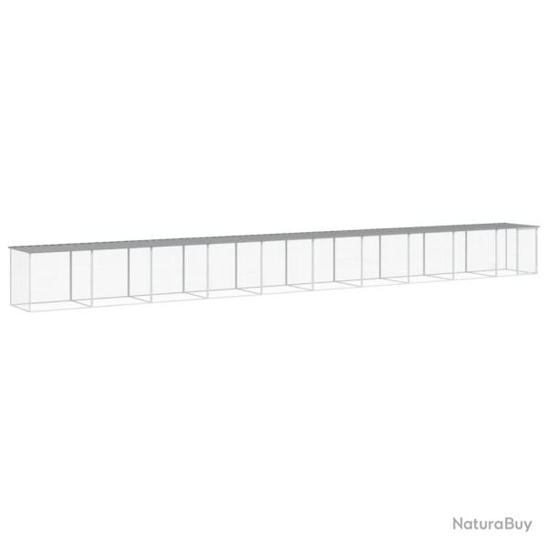 Poulailler enclos cage poules avec toit clair 1003 x 98 x 90 cm acier galvanis� gris 02_0043979