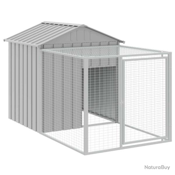 Poulailler enclos cage poules avec cour clair 117 x 201 x 123 cm acier galvanis� gris 02_0043958