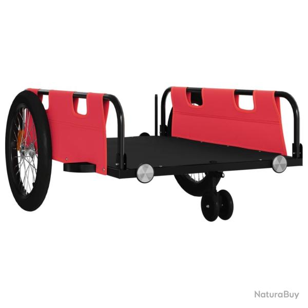 Remorque chariot transport de v�lo tissu oxford fer rouge 02_0044384