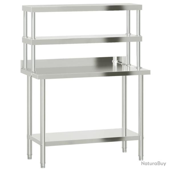 Table de travail de cuisine professionnelle avec �tag�re 110 x 55 x 150 cm acier inoxydable 02_0045
