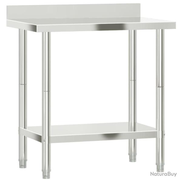 Table de travail de cuisine professionnelle avec dosseret 82,5 x 55 x 93 cm acier inoxydable 02_004
