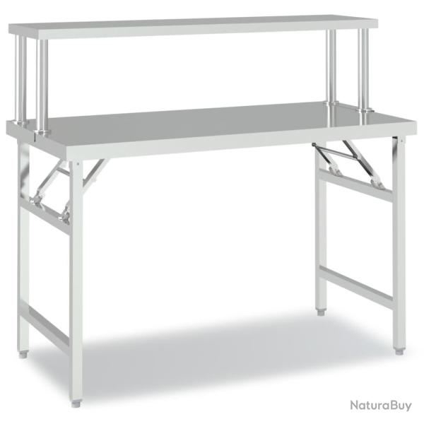 Table de travail de cuisine professionnelle avec �tag�re 120 x 60 x 115 cm acier inoxydable 02_0045