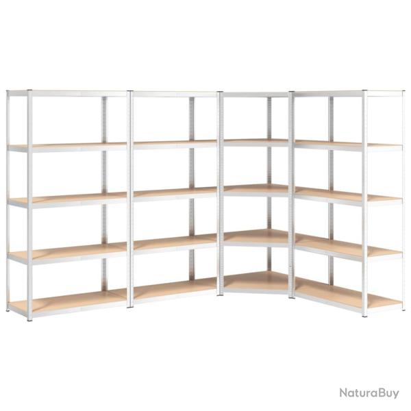 �tag�res meubles rangement � 5 niveaux lot de 4 argent� acier et bois d'ing�nierie Argent 02_0045823