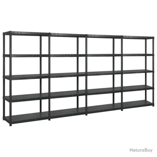 tagre de rangement  5 niveaux 340 x 40 x 185 cm Plastique noir 02_0045705