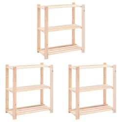 &Eacute;tag&egrave;res meubles de rangement &agrave; 3 niveaux 3 pi&egrave;ces 80 x 38 x 90 cm Pin 150 kg beige 02_0045724