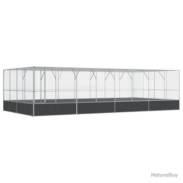 Volire cage  oiseaux avec extension argent 832 x 414 x 212 cm acier Argent 02_0045665