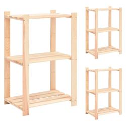 &Eacute;tag&egrave;res meubles de rangement &agrave; 3 niveaux 3 pi&egrave;ces 60 x 38 x 90 cm Pin 150 kg beige 02_0045723