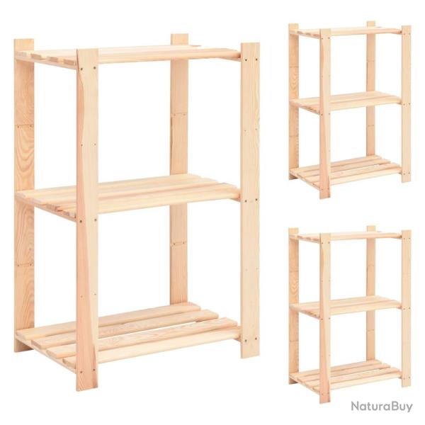 tagres meubles de rangement  3 niveaux 3 pices 60 x 38 x 90 cm Pin 150 kg beige 02_0045723