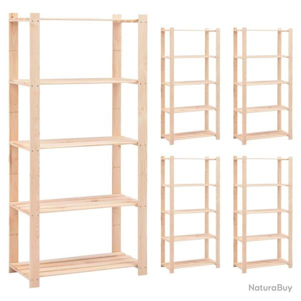 tagres meubles de rangement  5 niveaux 5 pices 80 x 38 x 170 cm Pin 250 kg beige 02_0045732