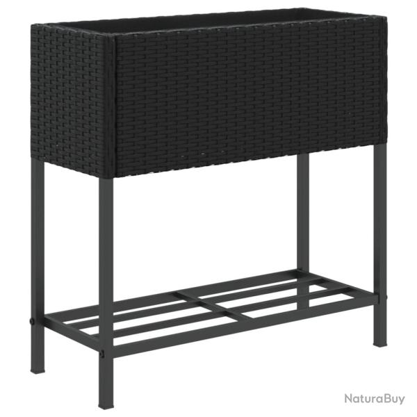 Jardini�re bac lit sur�lev� plantes fleurs terrasse jardin avec �tag�re r�sine tress�e noir 02_0038
