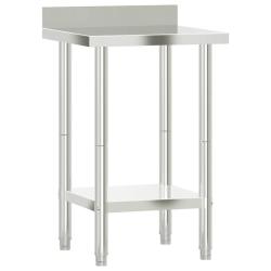 Table de travail de cuisine professionnelle avec dosseret 55 x 55 x 93 cm acier inoxydable 02_00454
