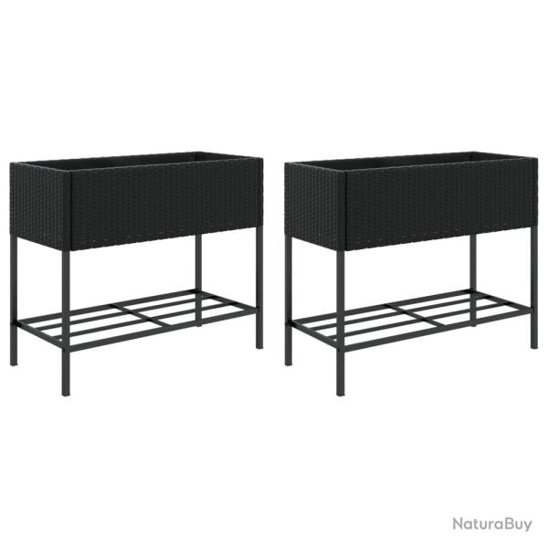 Jardini�re bac lit sur�lev� plantes fleurs jardin terrasses avec �tag�re lot de 2 90 x 40 x 75 cm r
